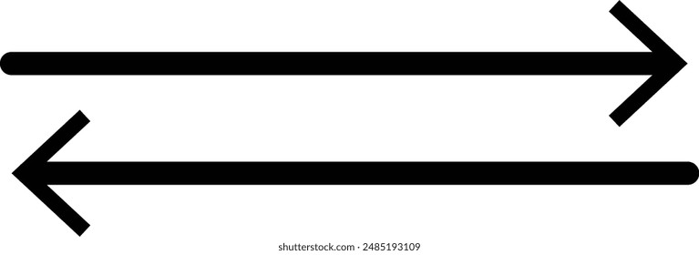 Long arrows icon set. Vector set of trendy long arrows left and right in flat style. Black arrows vector illustration. Icons isolated.