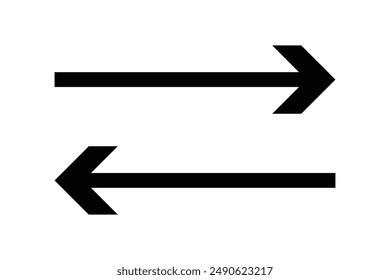 Long arrows icon set. Vector set of trendy long arrows left and right in flat style. Black arrows vector illustration. Icons isolated.