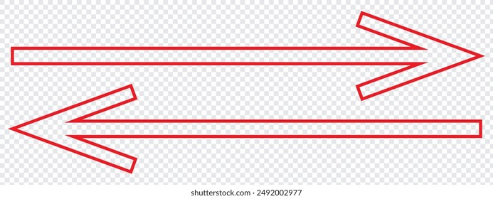 Long arrows icon set. Vector set of trendy long arrows left and right in flat style. Black arrows vector illustration. Icons isolated .Straight long right vector arrow icon. Replaceable vector design