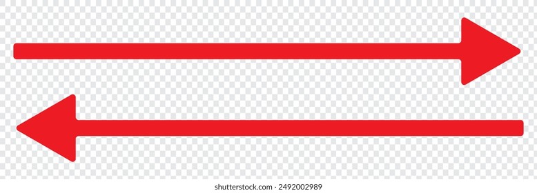 Long arrows icon set. Vector set of trendy long arrows left and right in flat style. Black arrows vector illustration. Icons isolated .Straight long right vector arrow icon. Replaceable vector design