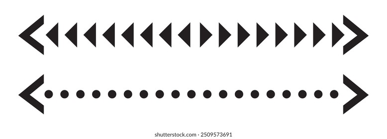 Long arrows icon set. Vector set of trendy long arrows left and right in flat style. Replaceable vector design.