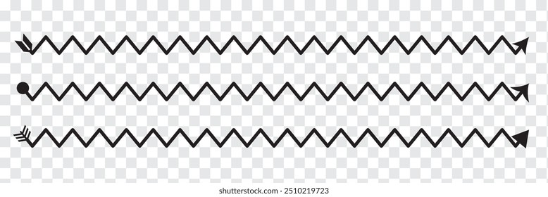 Conjunto de iconos de flechas largas. Vector conjunto de flechas largas de moda izquierda y derecha en estilo plano. Ilustración vectorial de flechas negras. Iconos aislados. EPs 10.