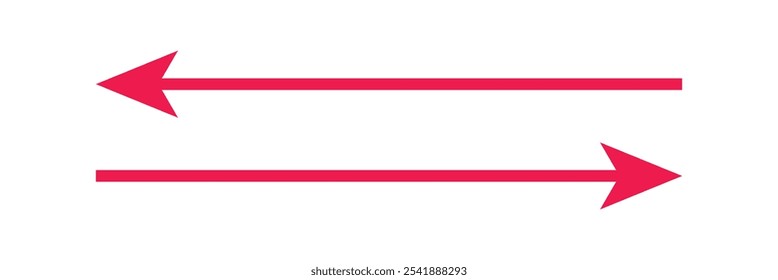 Long arrows icon set. Vector set of trendy long arrows left and right in flat style. Replaceable vector design.