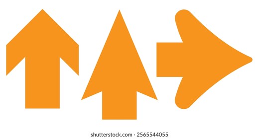 Long up arrows icon set. Vector set of trendy long arrows left and right in flat style. Replaceable vector design.