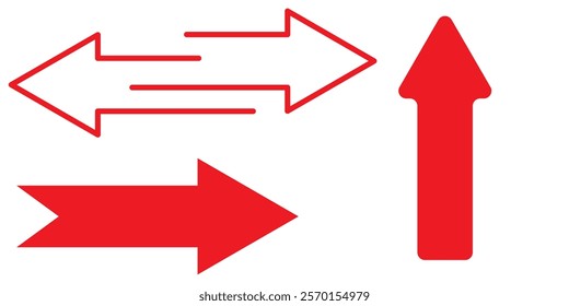 Long arrows icon set. Vector set of trendy long arrows left and right in flat style. Replaceable vector design eps 10