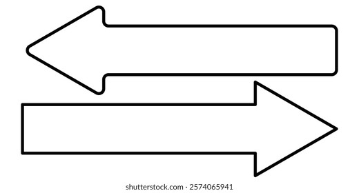 Long arrows icon set. Vector set of trendy long arrows left and right in flat style. Replaceable vector design eps 10.