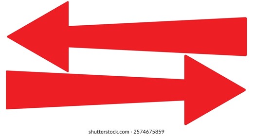 Long arrows icon set. Vector set of trendy long arrows left and right in flat style. Replaceable vector design. long arrow eps 10.