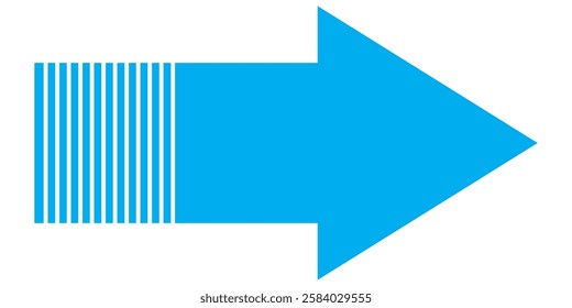 Long arrows icon vector illustration. Blue Long arrow pointing Right. Blue Long arrow icon. Long arrow isolated on white background.