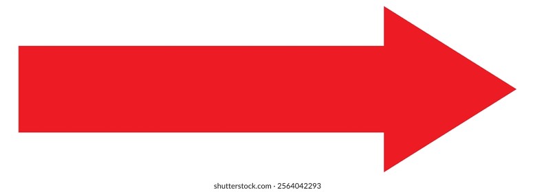 Long arrows icon vector. . Red large arrow pointing right. Bold thine long arrow. Vector illustration.