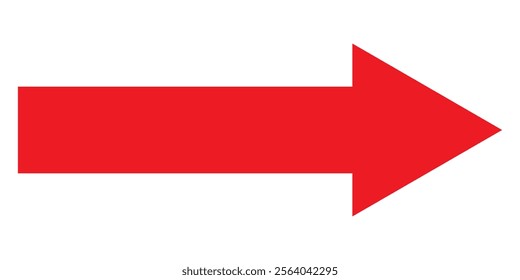 Long arrows icon vector. . Red large arrow pointing right. Bold thine long arrow. Vector illustration.