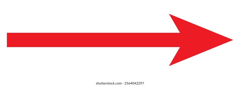 Long arrows icon vector. . Red large arrow pointing right. Bold thine long arrow. Vector illustration.