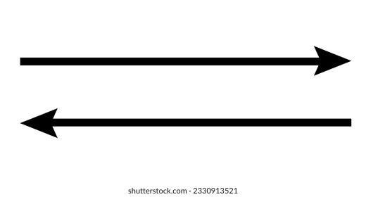 Long arrows right and left icon in flat style. Vector illustration.