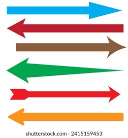Long Arrows vector set with different color. Long Arrow icon collection. Big black arrow, cursor vector set. Set of different arrows or web design. 