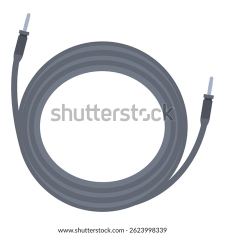 Long audio jack cable is coiled up neatly, ready to connect audio devices