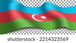 Long Azerbaijani flag on a transparent background. Flag for any illustrations related to holidays of Azerbaijan and country in general. Vector illustration.