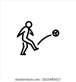 ícone de contorno de chute de bola longa. figura pau jogar linha de futebol ilustração arte.