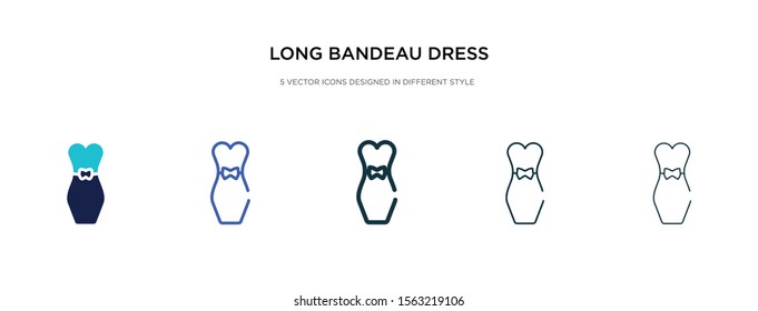 long bandeau dress icon in different style vector illustration. two colored and black long bandeau dress vector icons designed in filled, outline, line and stroke style can be used for web, mobile,