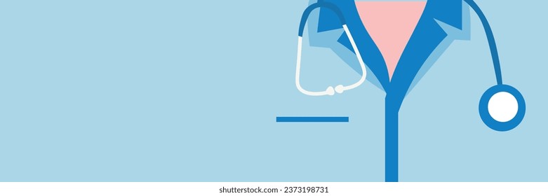 Long banner with doctor's uniform. Mockup for design