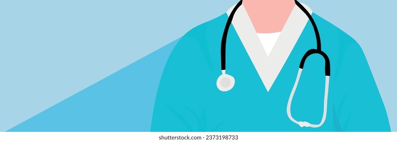 Long banner with doctor's uniform. Mockup for design