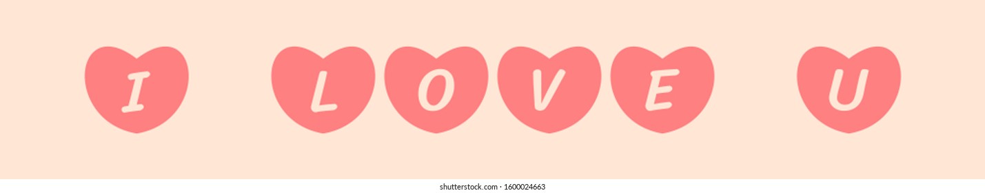 long banner of the phrase i love you in heart shapes vector
