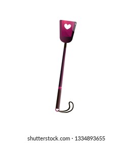 Long bar with slap or blade on end for beating isolated on white background.
