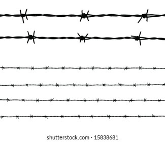 Long barbed wire and two piece close-up vector art