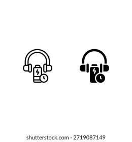 long battery headset icon and illustration