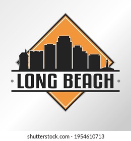 Long Beach, CA, USA Skyline Logo. Abenteuer Landschaftsdesign Vector City Illustration Vektorgrafik.