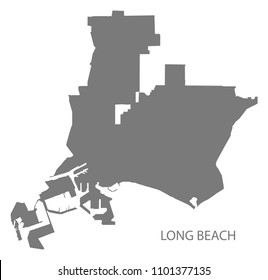 Long Beach California City Map Grey Illustration Silhouette Shape