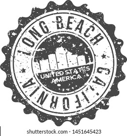 Long Beach California City Skyline. Silhouette City. Design Vector. Famous Monuments.