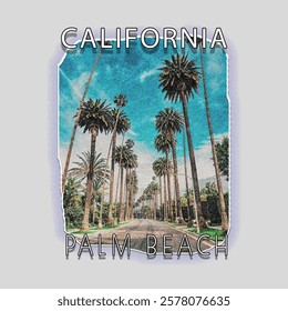 long beach california summer time, summer beach sunshine vector print design artwork, take me to the sunshine, Beach Paradise Print T-shirt Graphics Design, typography slogan on palm trees background