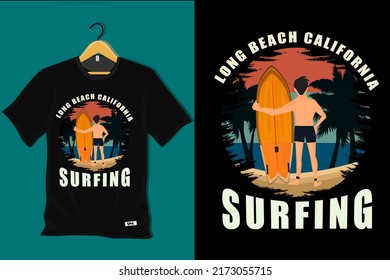 Long Beach California Surfing T Shirt Design