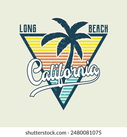 long beach California t shirt design,  Long beach, summer vibes hand draw, summer slogan with beach illustration, Hawaii, California Long beach typography for t-shirt print , vector illustration. 