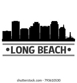 Long Beach California USA USA Skyline Silhouette Stamp City Design Vector Art Template