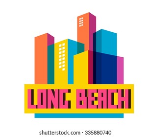 Long beach city logo in colorful vector