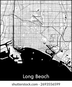 Mapa da cidade de Long Beach, Estados Unidos da América - Mapa do vetor topográfico