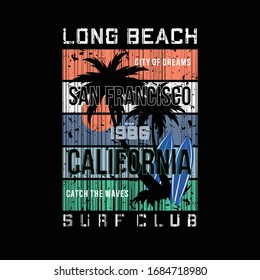 long beach graphic concept typography design good for t shirt print 