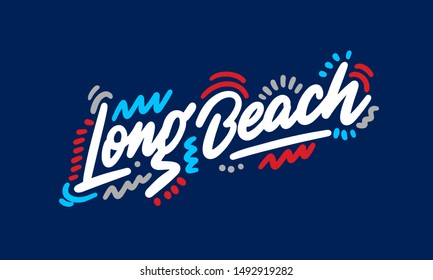 Long Beach handwritten city name.Modern Calligraphy Hand Lettering for Printing,background ,logo, for posters, invitations, cards, etc. Typography vector.