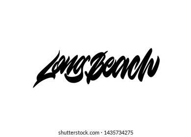 Long beach. Handwritten vector lettering design. Vector calligraphy illustration isolated. Typography for banners, badges, postcard, t-shirt, prints, posters.