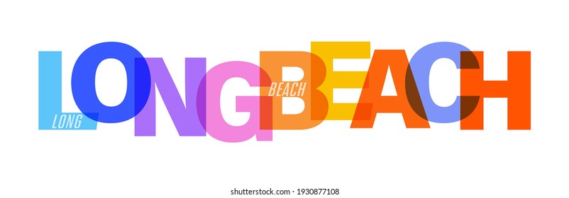 LONG BEACH. The name of the city on a white background. Vector design template for poster, postcard, banner. Vector illustration.