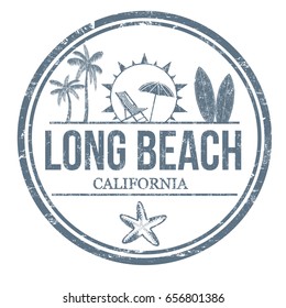 Long Beach sign or stamp on white background, vector illustration
