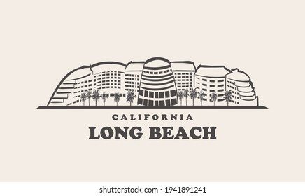 Long Beach skyline, california drawn sketch