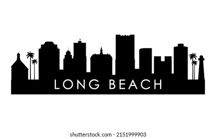 Long Beach skyline silhouette. Black Long Beach city design isolated on white background. 