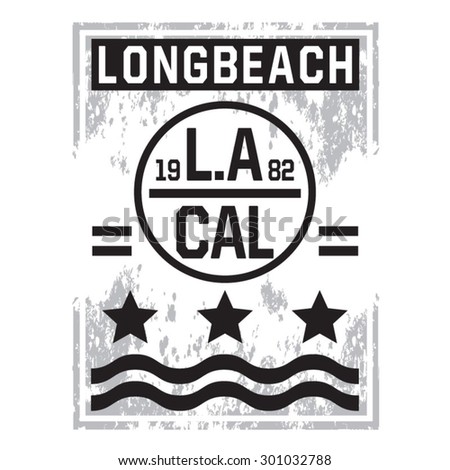 Long beach surf typography, t-shirt graphics, vectors