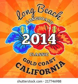 Long Beach surfing. vector artwork illustration