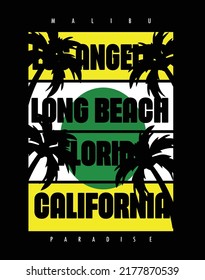 Long beach typography design t-shirt print vector illustration 