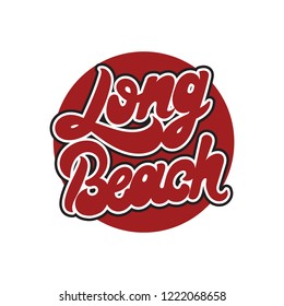 Long beach. Vector handwrittem lettering isolated . Template for card, poster, banner, print for t-shirt, pin, badge, patch.