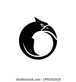 long beak bird silhouette in circle