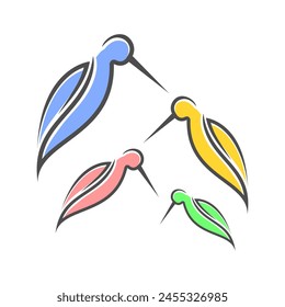 Long beaked bird set silhouette vector design
