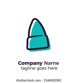 long beanie hat logo design icon vector illustration simple line